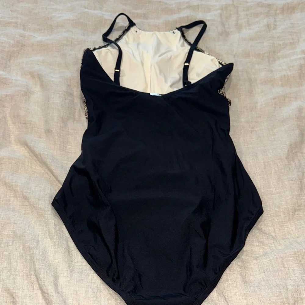 Calvin Klein Snake Print One Piece Swimsuit - Black and Tan